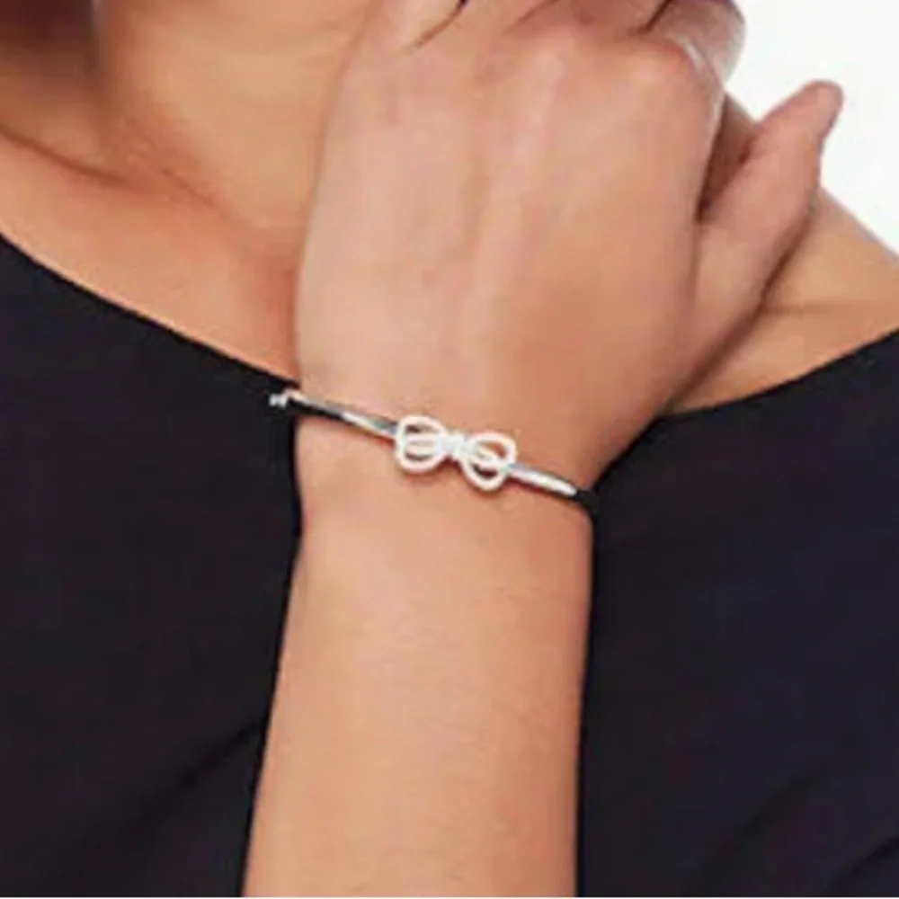 Kate Spade New York Hinged Bangle Pave' Bow Meets Girl, Rose Gold NWT